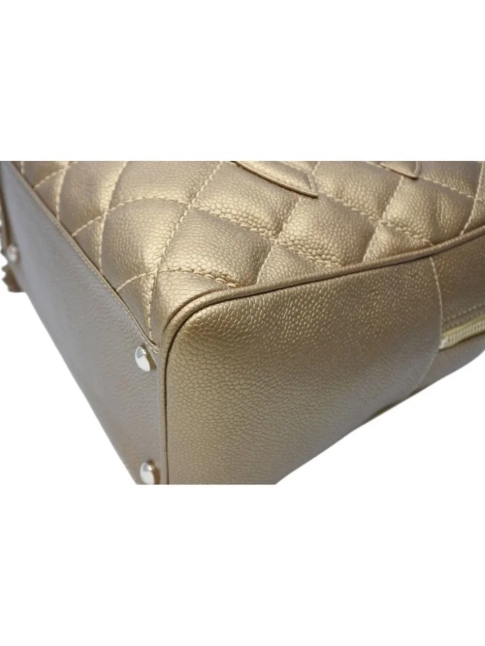 Chanel Handbag Caviar Leather CC Logo Fringe Gold